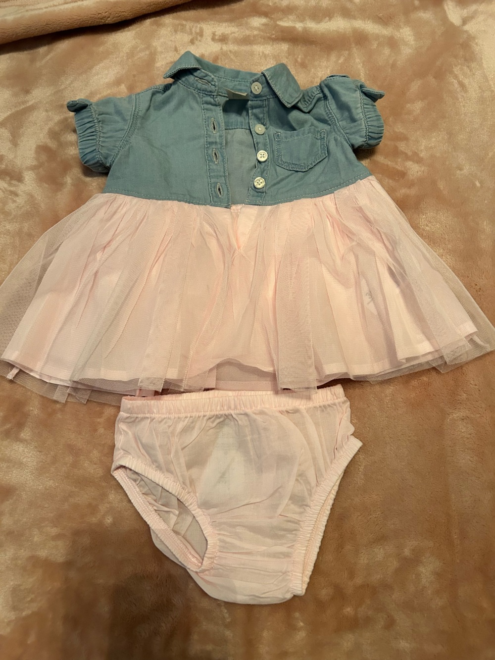 OshKosh B'gosh Pink Tulle Skirt Dress with Denim Waistband